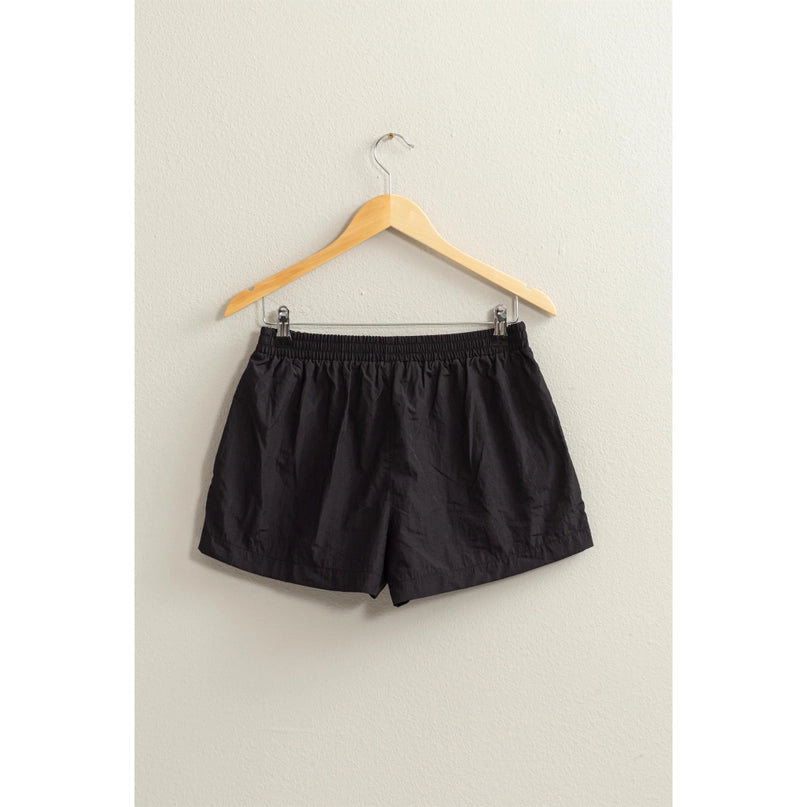 Mid- Waist Nylon Shorts - Black