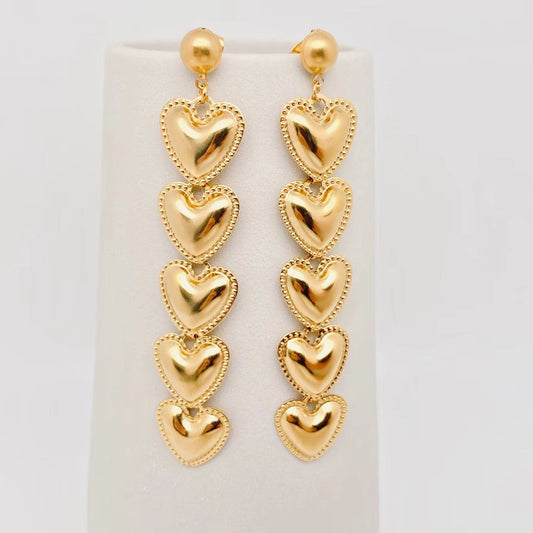 Golden Heart Dangle Earring