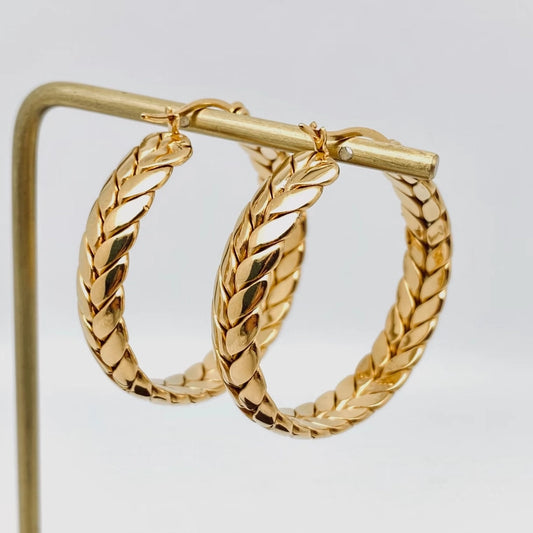 Wheat-Shaped Stainless Steel Hoop Earrings