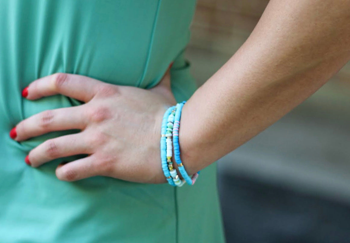 3 Layered Blue Beaded Bracelet