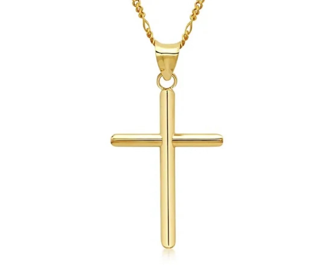 Large 18k Gold Plated Cross Necklace