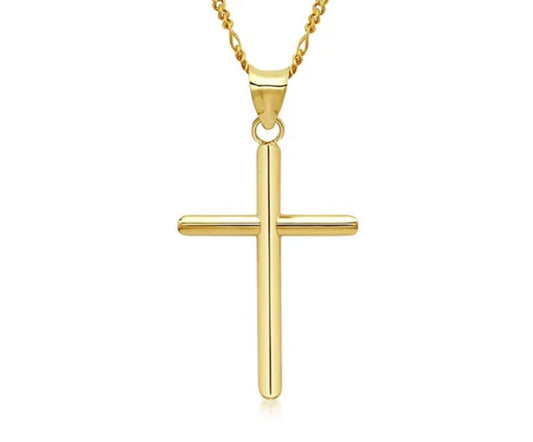Large 18k Gold Plated Cross Necklace